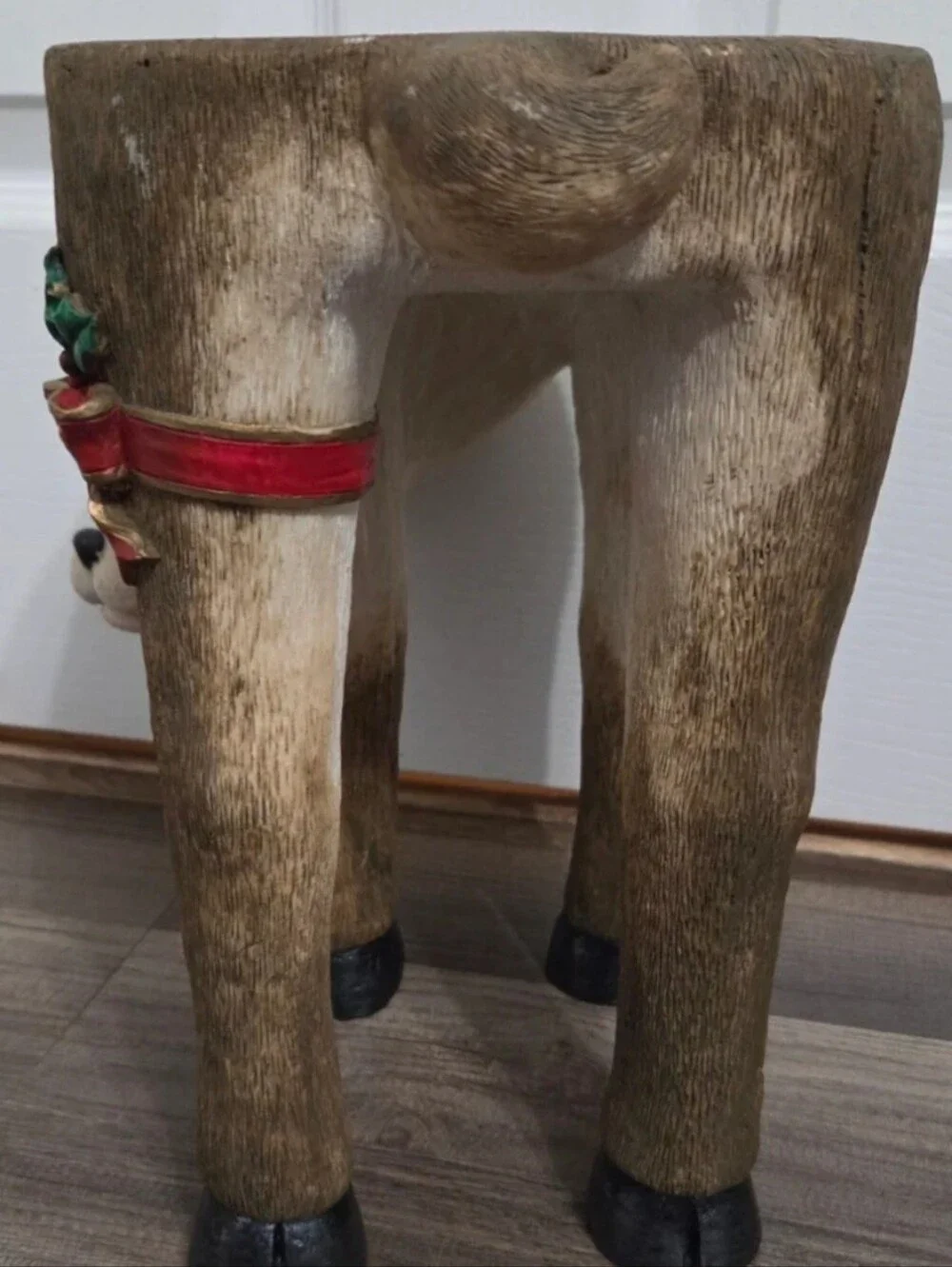 Christmas Deer Sculpted Resin Flat Top Plant Stand Foot Stool Animal Art 11